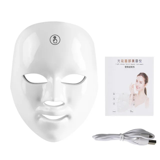 Mascarilla Facial LED de 7 colores con terapia de fotones, cuidado de la piel, herramientas de rejuvenecimiento, eliminación de arrugas y acné.