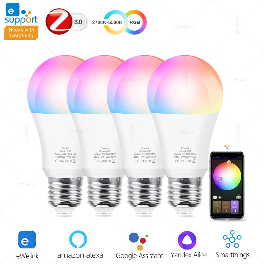 Ampolleta Led con luces RGB E27 Ac100-240V para Habitación de Casa de 15 y 18W